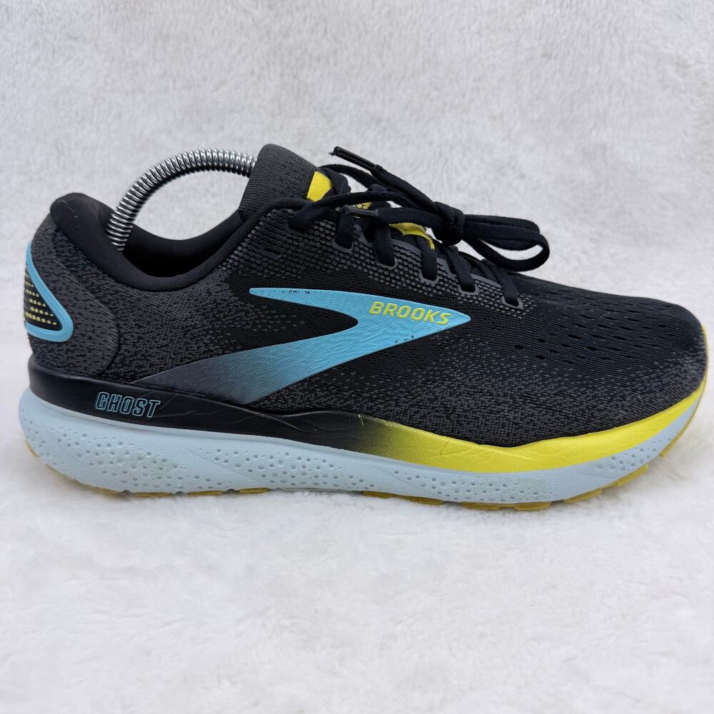 Brooks Ghost 16 Mens Running Shoes Black Blue Yellow Size 9.5 2E Wide